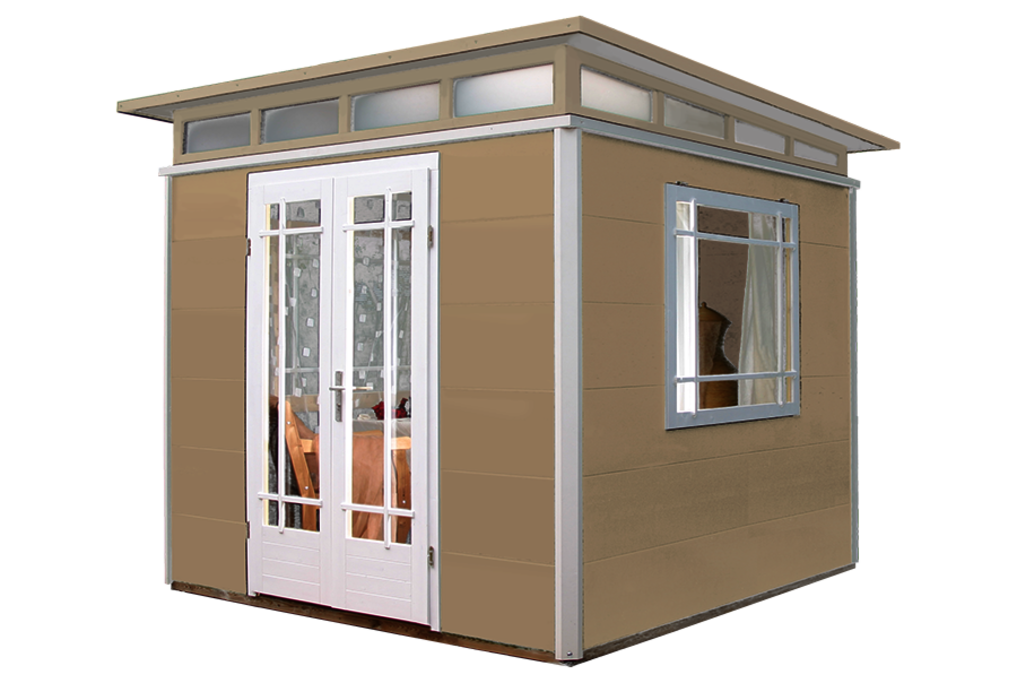 Gartenhaus als Kreativschmiede: Freundlich und hell in der Osmo Landhausfarbe 2204 Elfenbein.